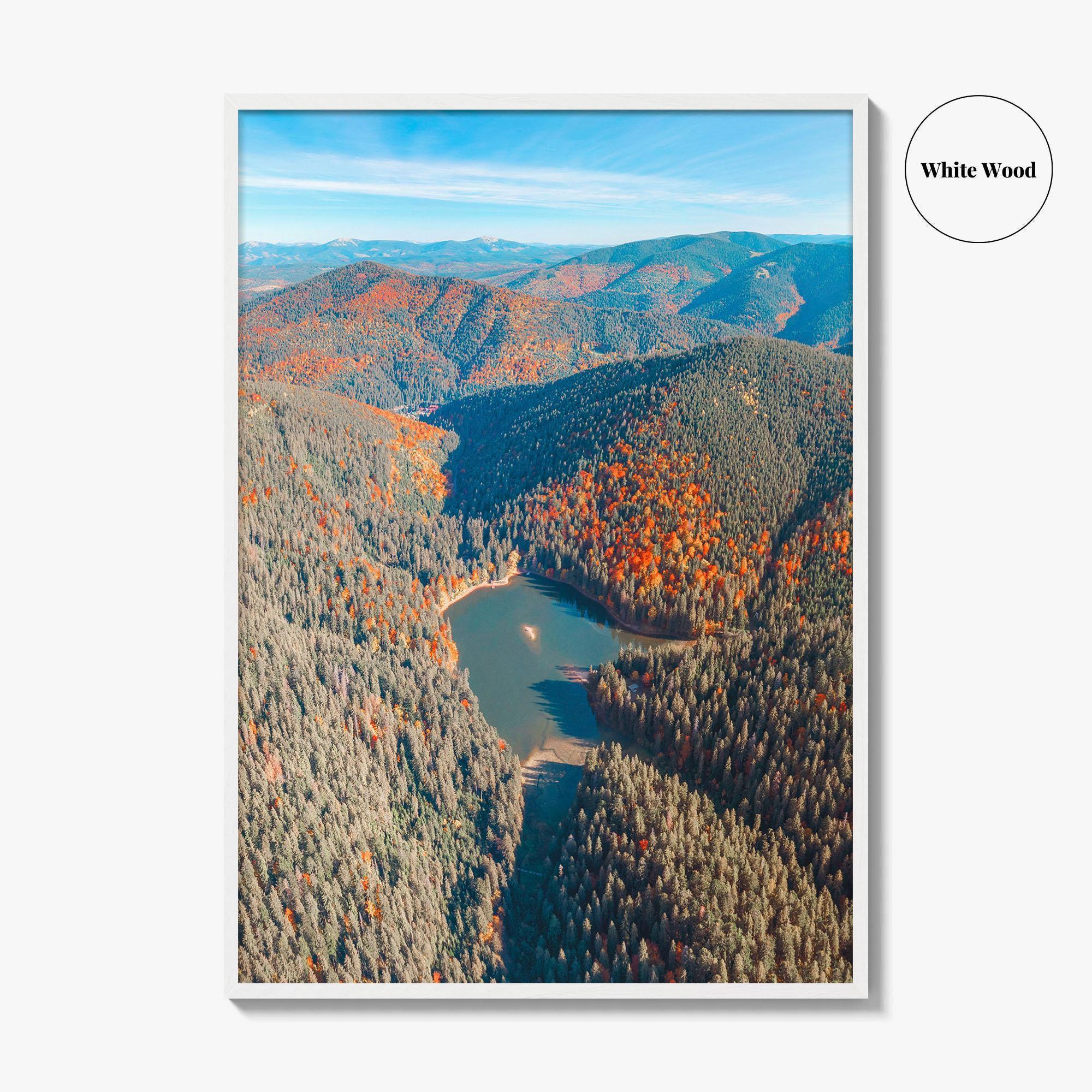 Synevyr Lake Fine Art Photo Print, Carpathian Mountains, Ukraine Wall Decor Poster, Aerial Landscape