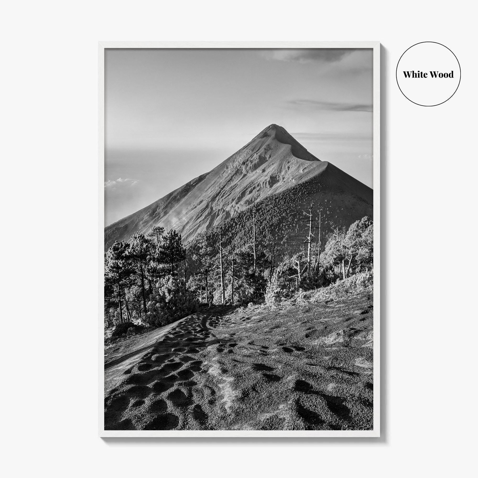 Guatemala Black and White Fine Art Photo Print, Fuego Volcano, Central America Poster
