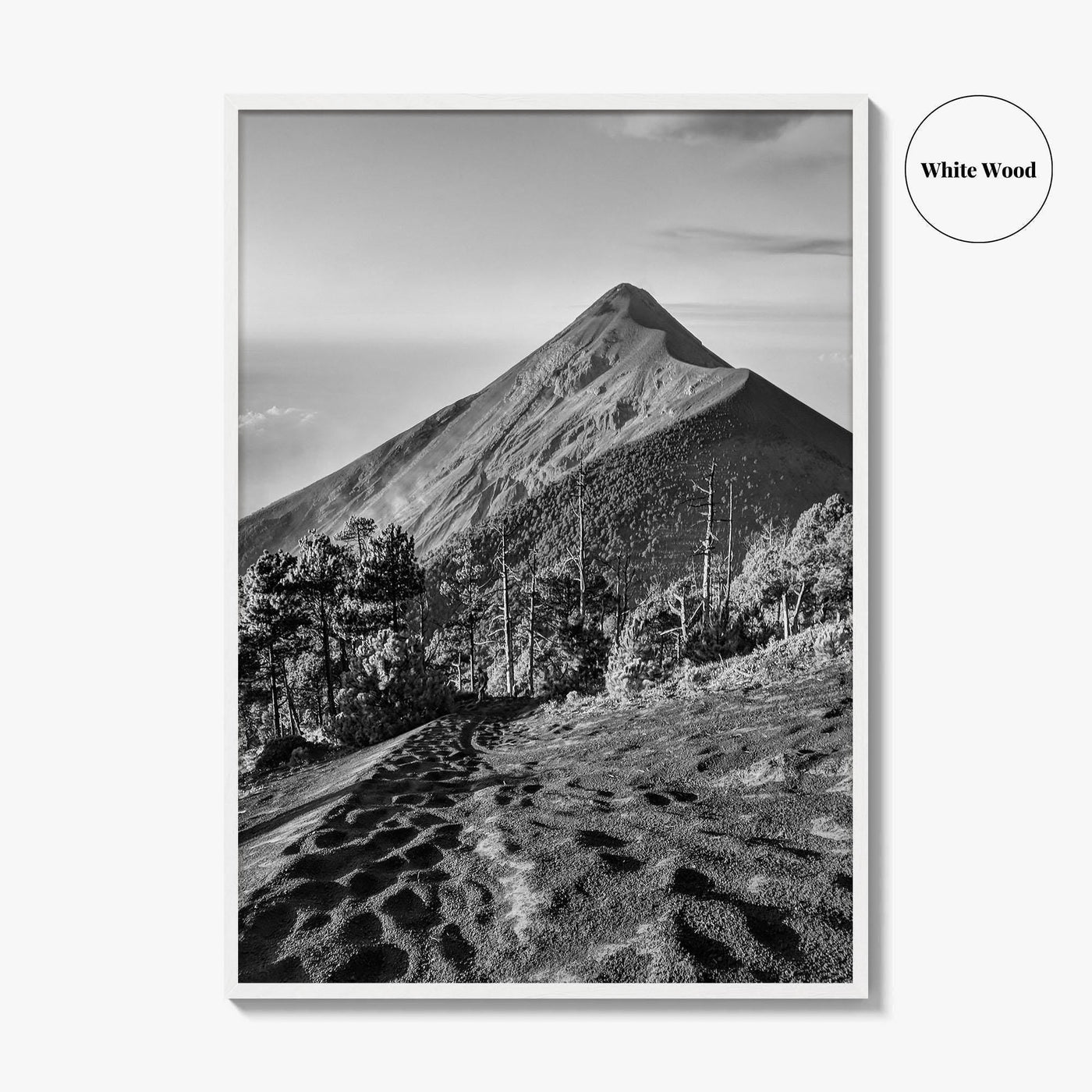 Guatemala Black and White Fine Art Photo Print, Fuego Volcano, Central America Poster