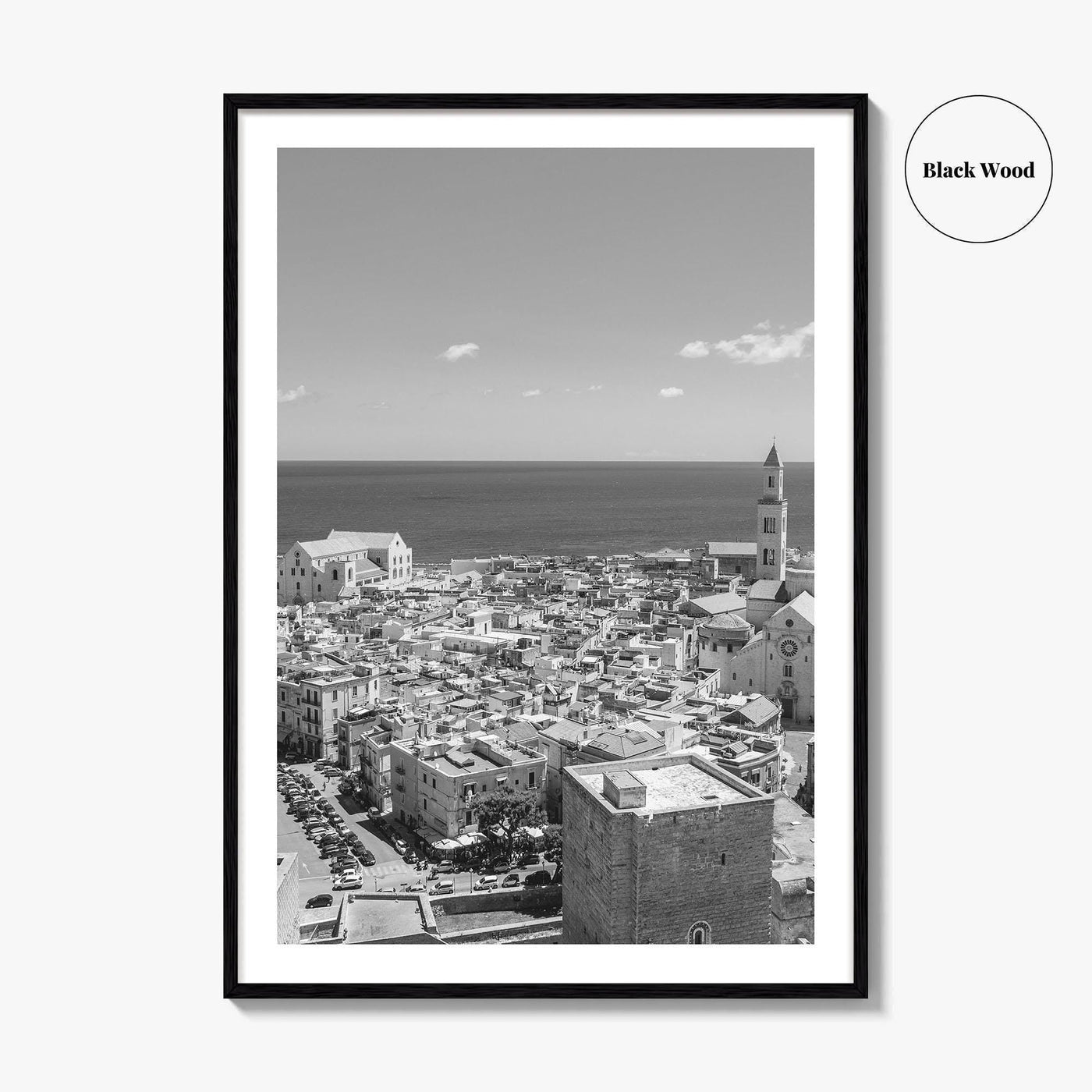 Bari Black and White Fine Art Photo Print, Basilica San Nicola Puglia Italy Poster