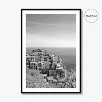 Cinque Terre Black and White Fine Art Photo Print, Manarola, Liguria Italy, Wall Poster