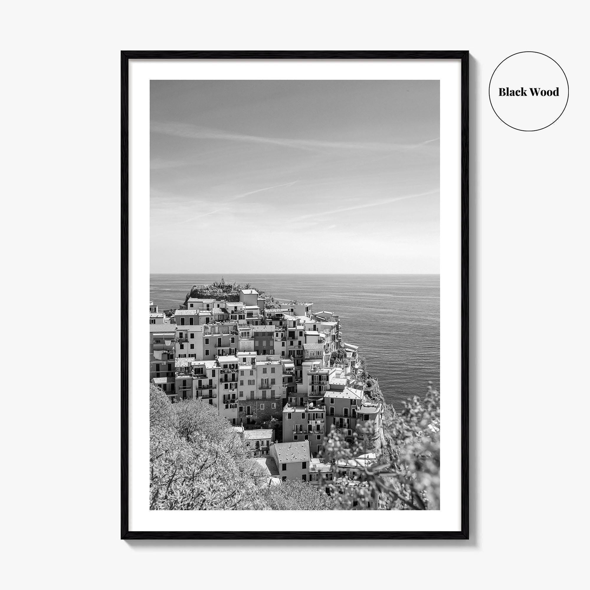 Cinque Terre Black and White Fine Art Photo Print, Manarola, Liguria Italy, Wall Poster