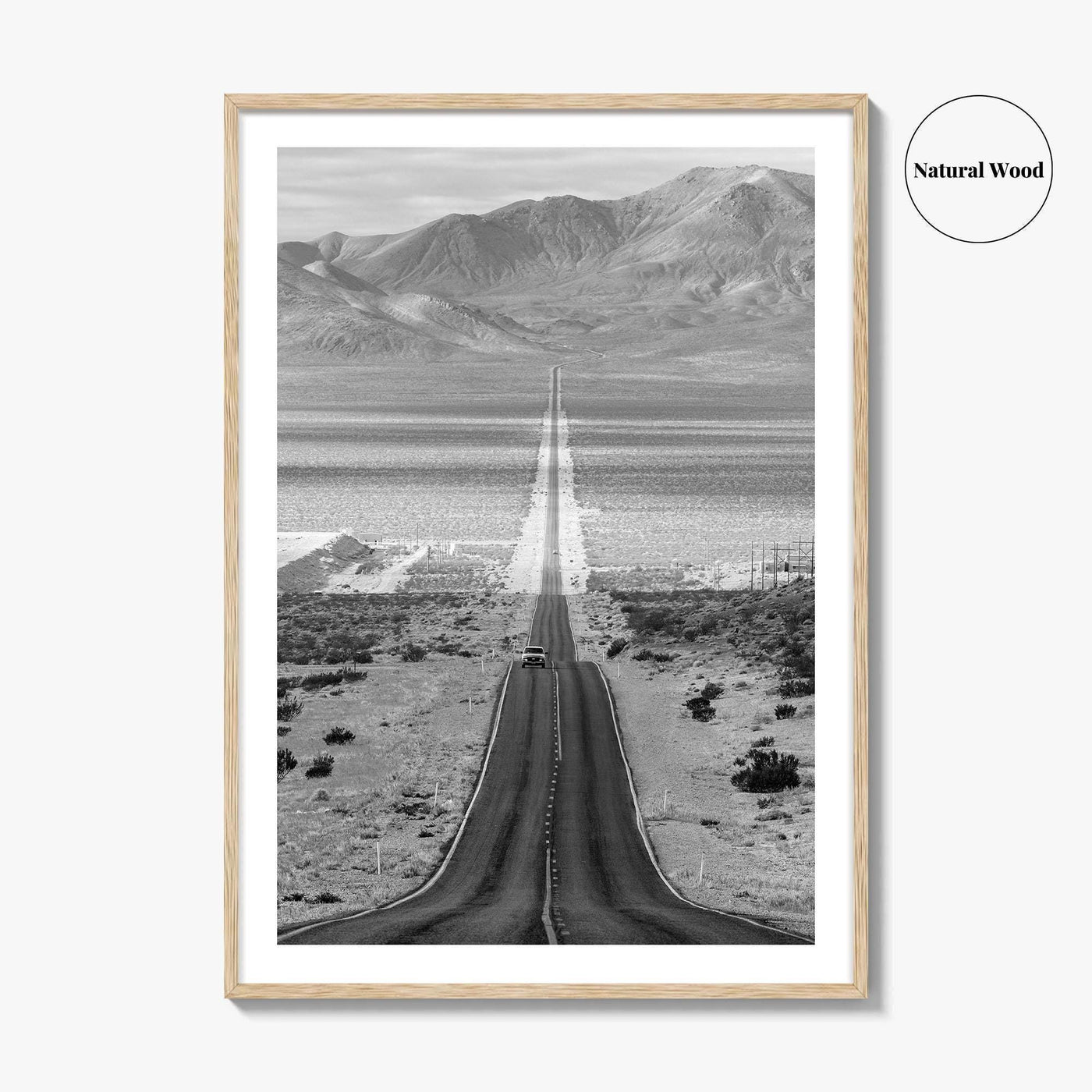 Death Valley Black and White Fine Art Photo Print, Desert Highway, Beatty Nevada USA