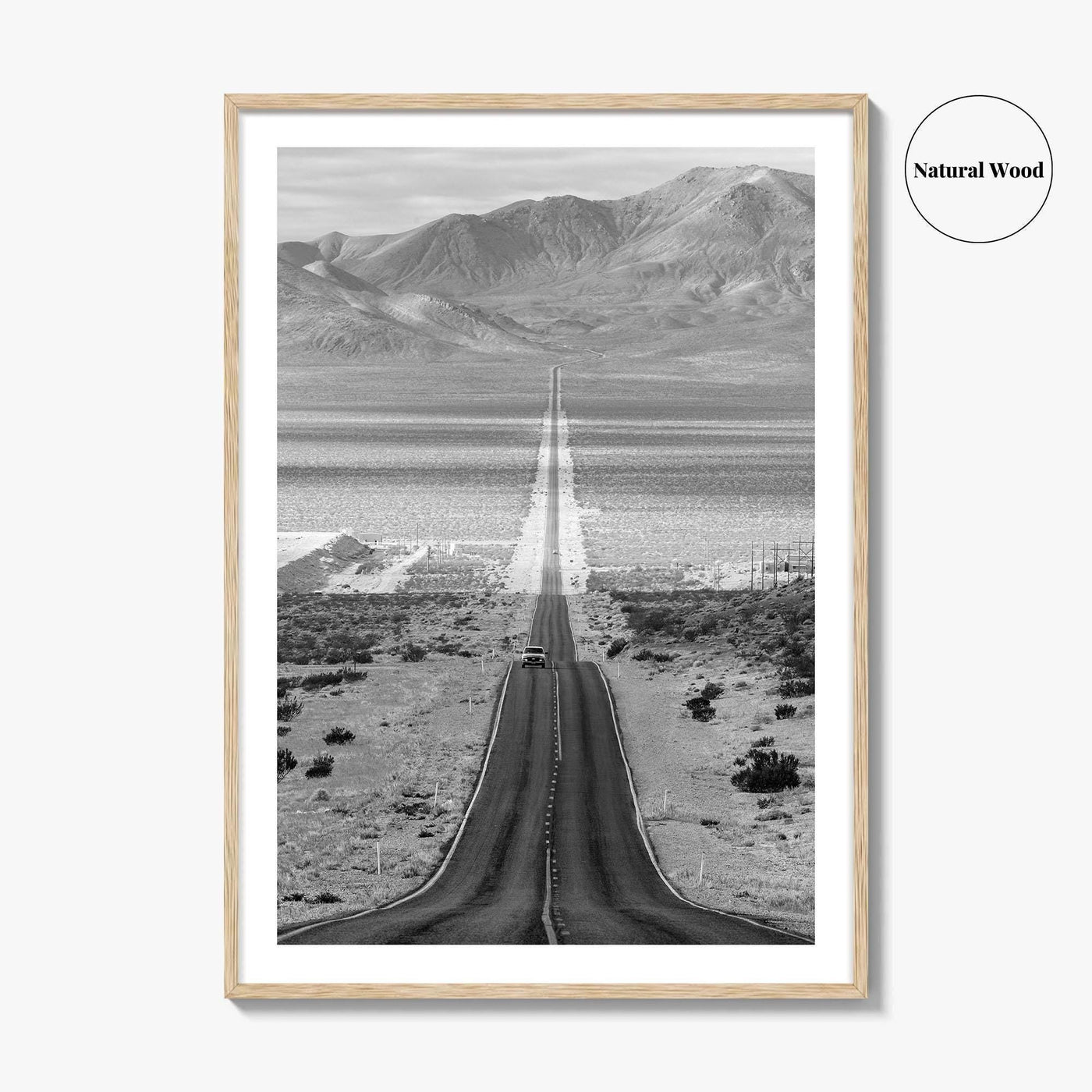 Death Valley Black and White Fine Art Photo Print, Desert Highway, Beatty Nevada USA