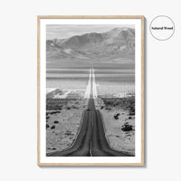 Death Valley Black and White Fine Art Photo Print, Desert Highway, Beatty Nevada USA