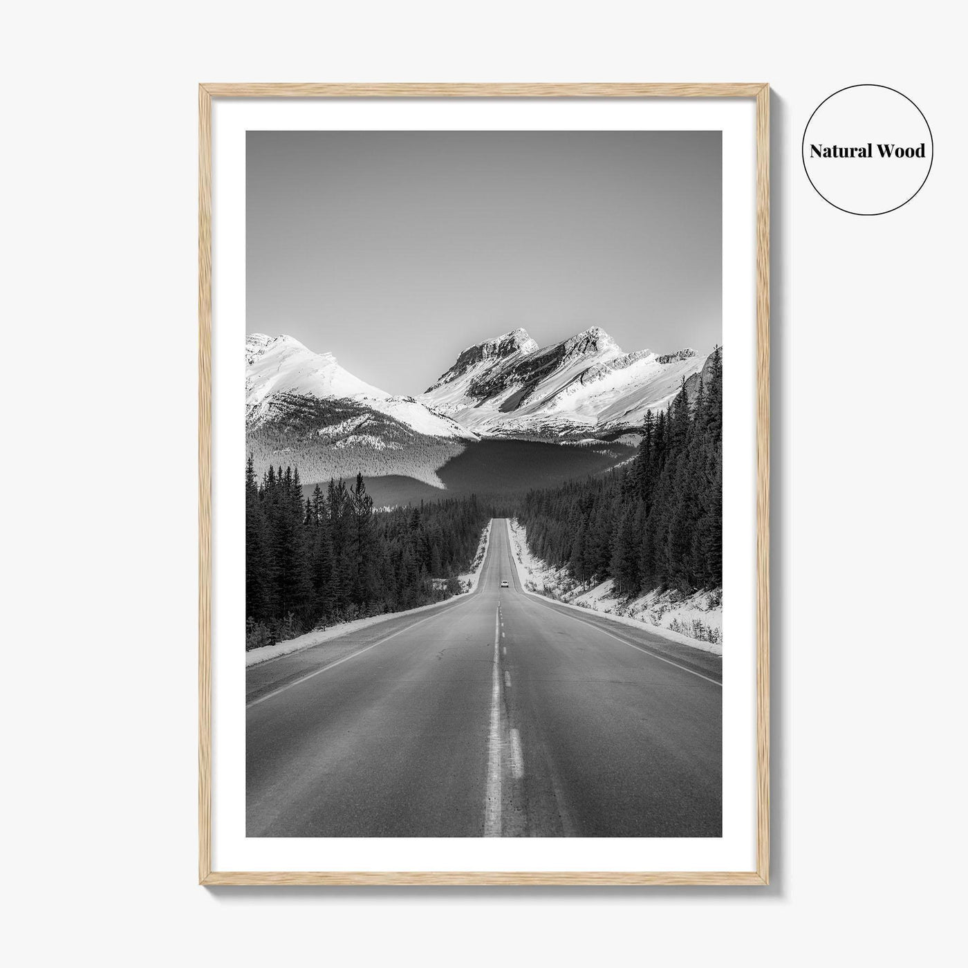 Banff Black and White Fine Art Photo Print, Canadian Rockies Mountain Road, Alberta Poster