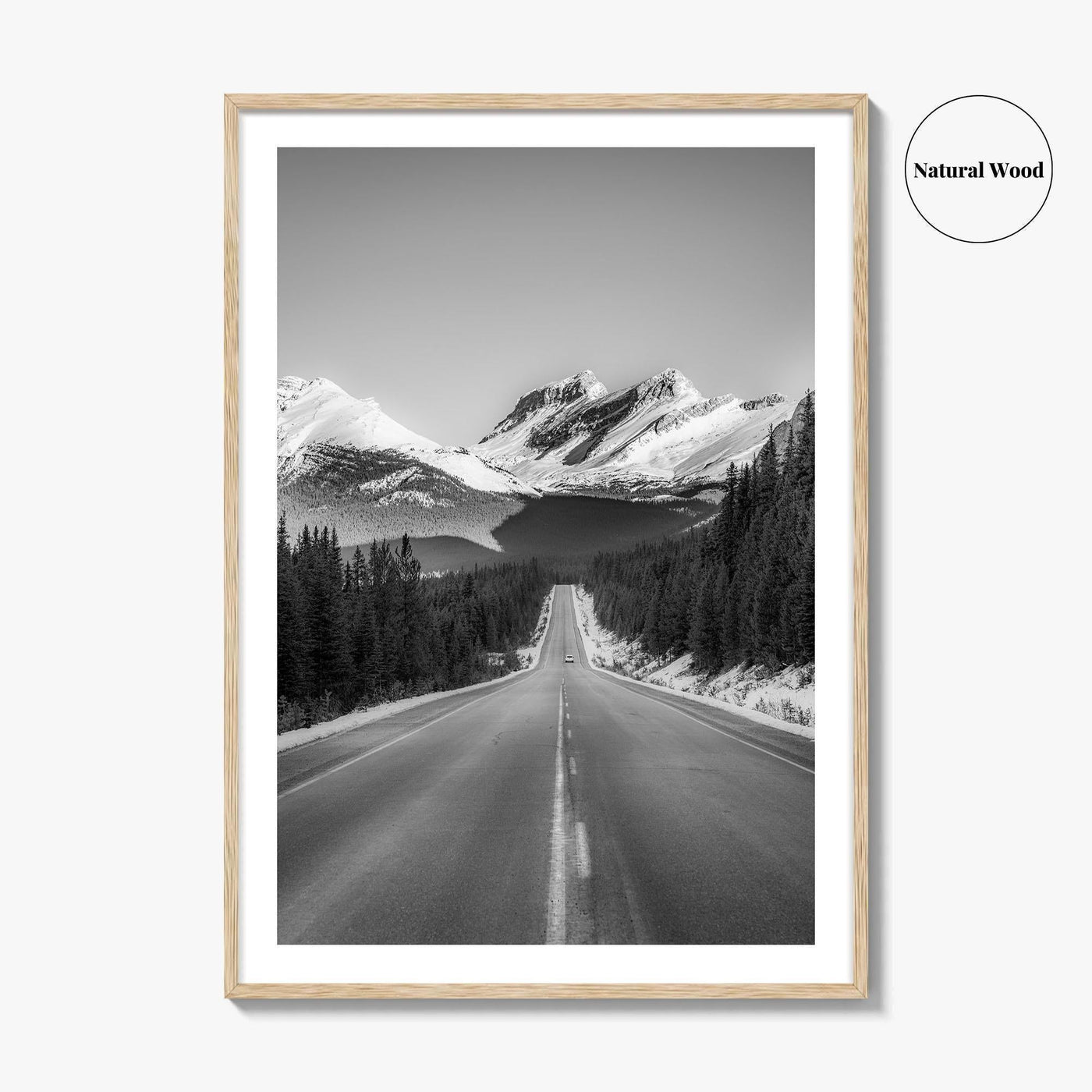 Banff Black and White Fine Art Photo Print, Canadian Rockies Mountain Road, Alberta Poster