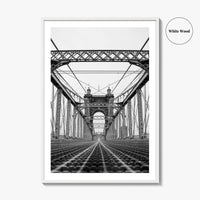 Cincinnati Black and White Fine Art Photo Print, John Roebling Bridge, Ohio Poster