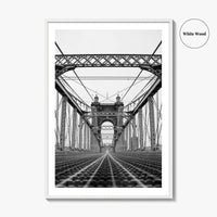 Cincinnati Black and White Fine Art Photo Print, John Roebling Bridge, Ohio Poster