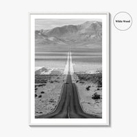 Death Valley Black and White Fine Art Photo Print, Desert Highway, Beatty Nevada USA