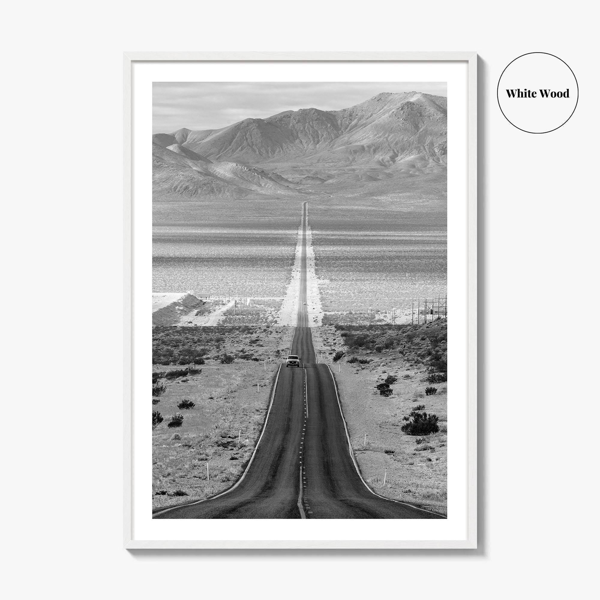 Death Valley Black and White Fine Art Photo Print, Desert Highway, Beatty Nevada USA