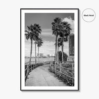 Clearwater Beach Black and White Fine Art Photo Print, Florida Palm Trees, USA Poster