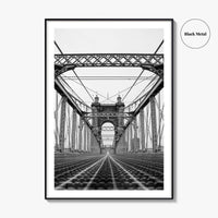 Cincinnati Black and White Fine Art Photo Print, John Roebling Bridge, Ohio Poster