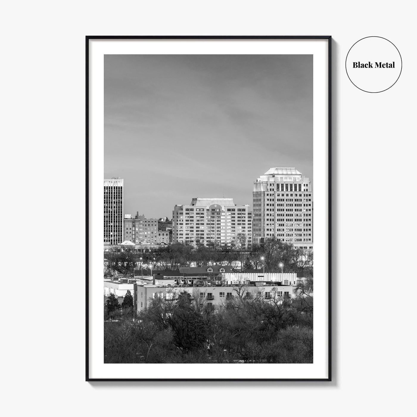 Colorado Springs Skyline Black and White Fine Art Photo Print, City Poster, CO USA