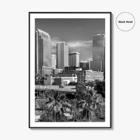 Tampa Skyline Black and White Fine Art Photo Print, Florida, Riverwalk, Wall Decor, Poster