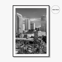 Tampa Skyline Black and White Fine Art Photo Print, Florida, Riverwalk, Wall Decor, Poster