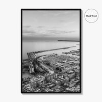 Alicante Black and White Fine Art Photo Print, Port Wall Poster, Costa Blanca Spain