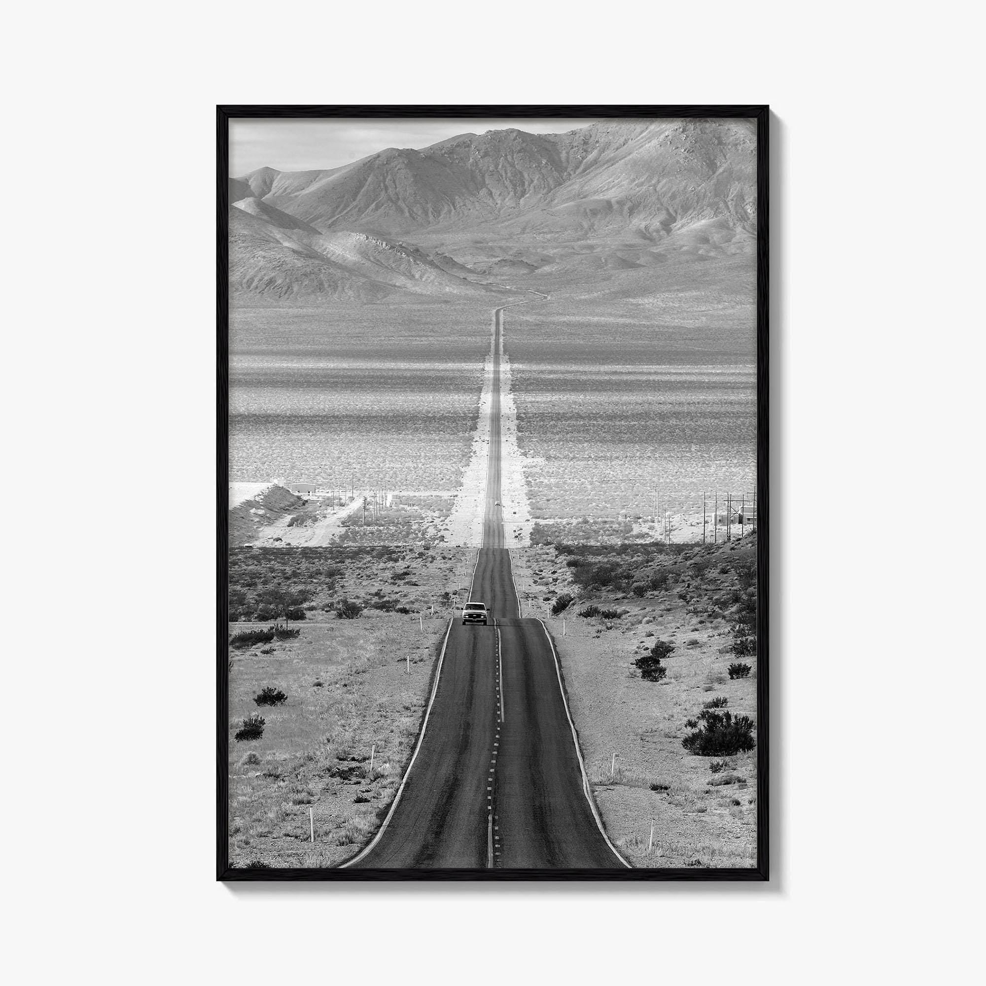 Death Valley Black and White Fine Art Photo Print, Desert Highway, Beatty Nevada USA
