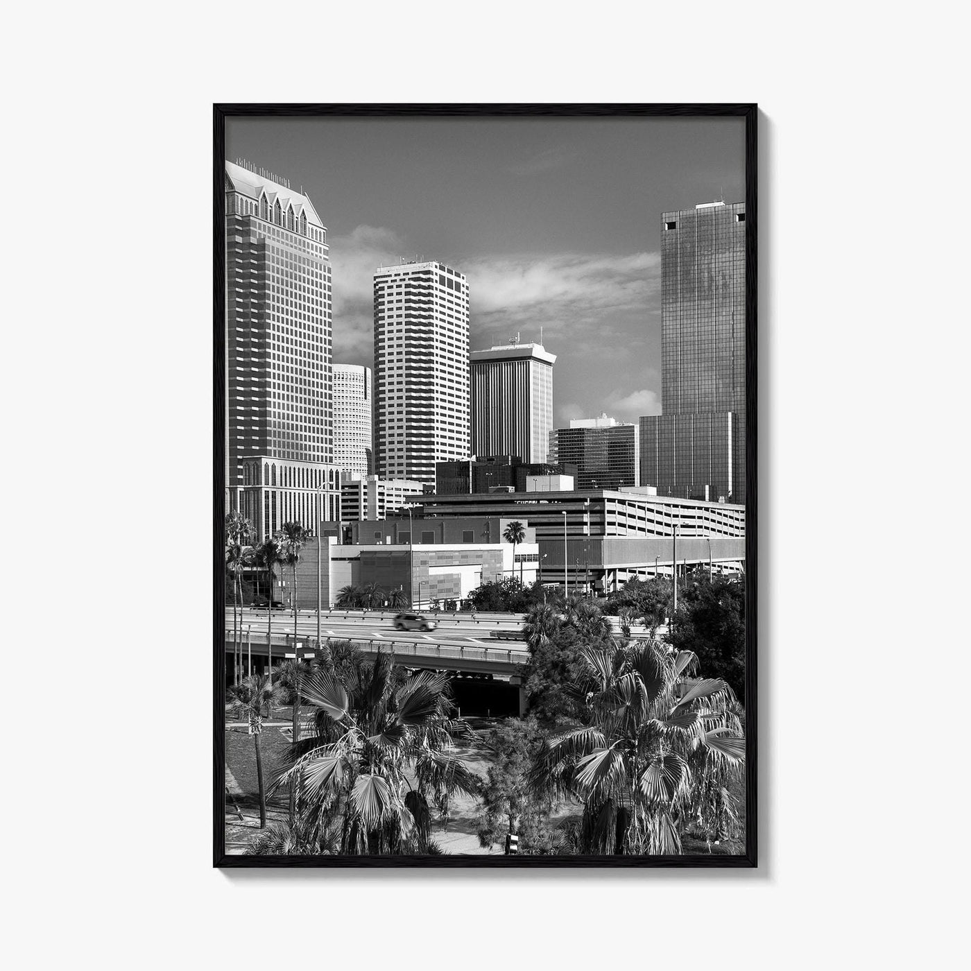 Tampa Skyline Black and White Fine Art Photo Print, Florida, Riverwalk, Wall Decor, Poster