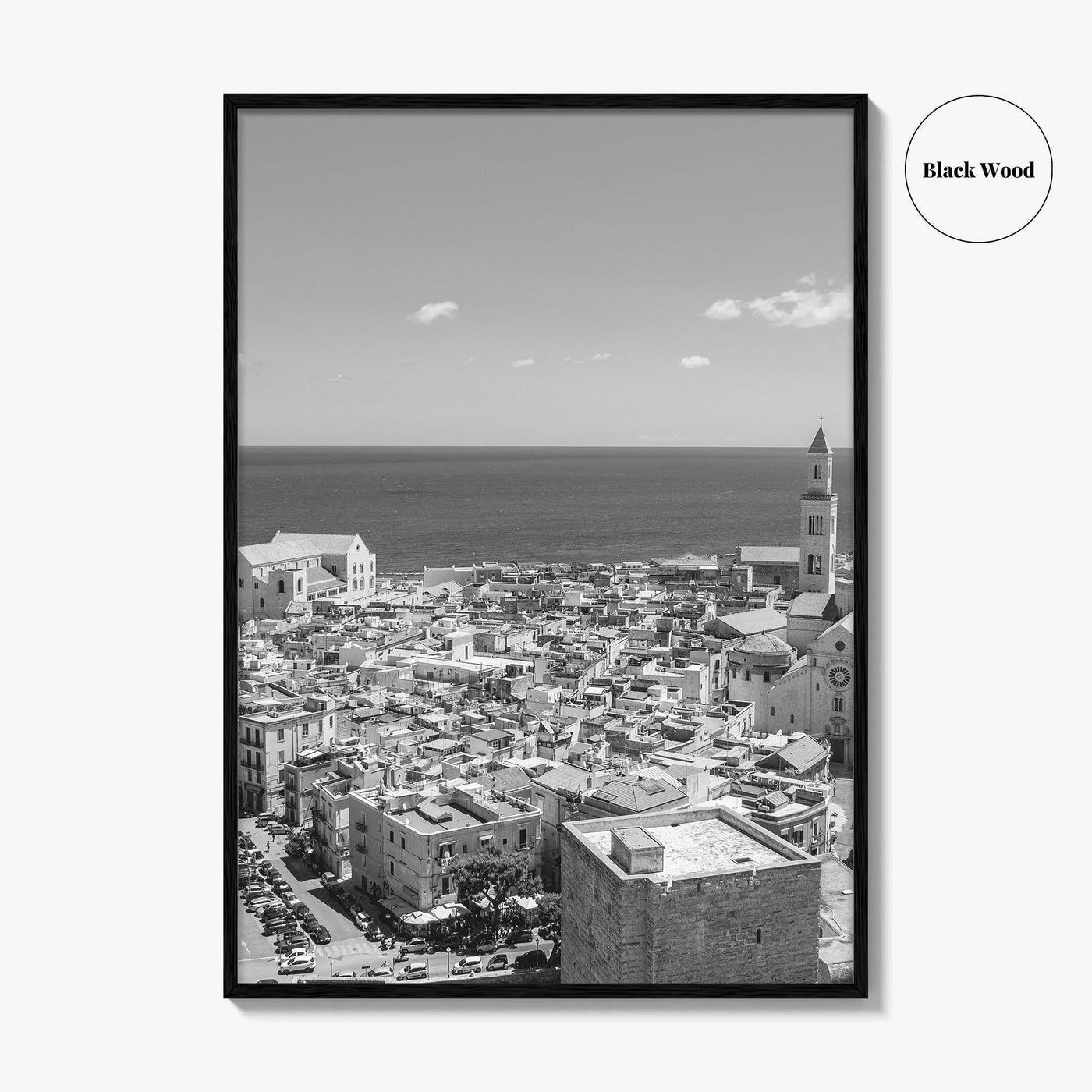 Bari Black and White Fine Art Photo Print, Basilica San Nicola Puglia Italy Poster