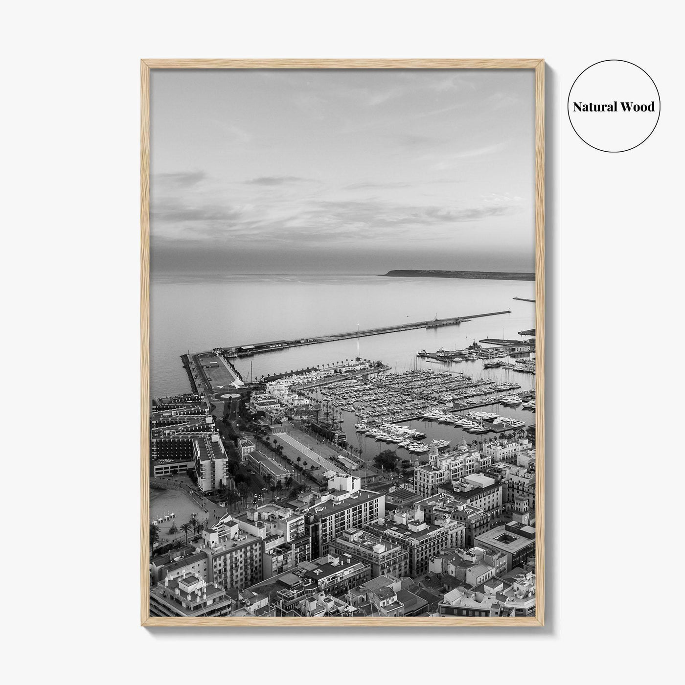 Alicante Black and White Fine Art Photo Print, Port Wall Poster, Costa Blanca Spain