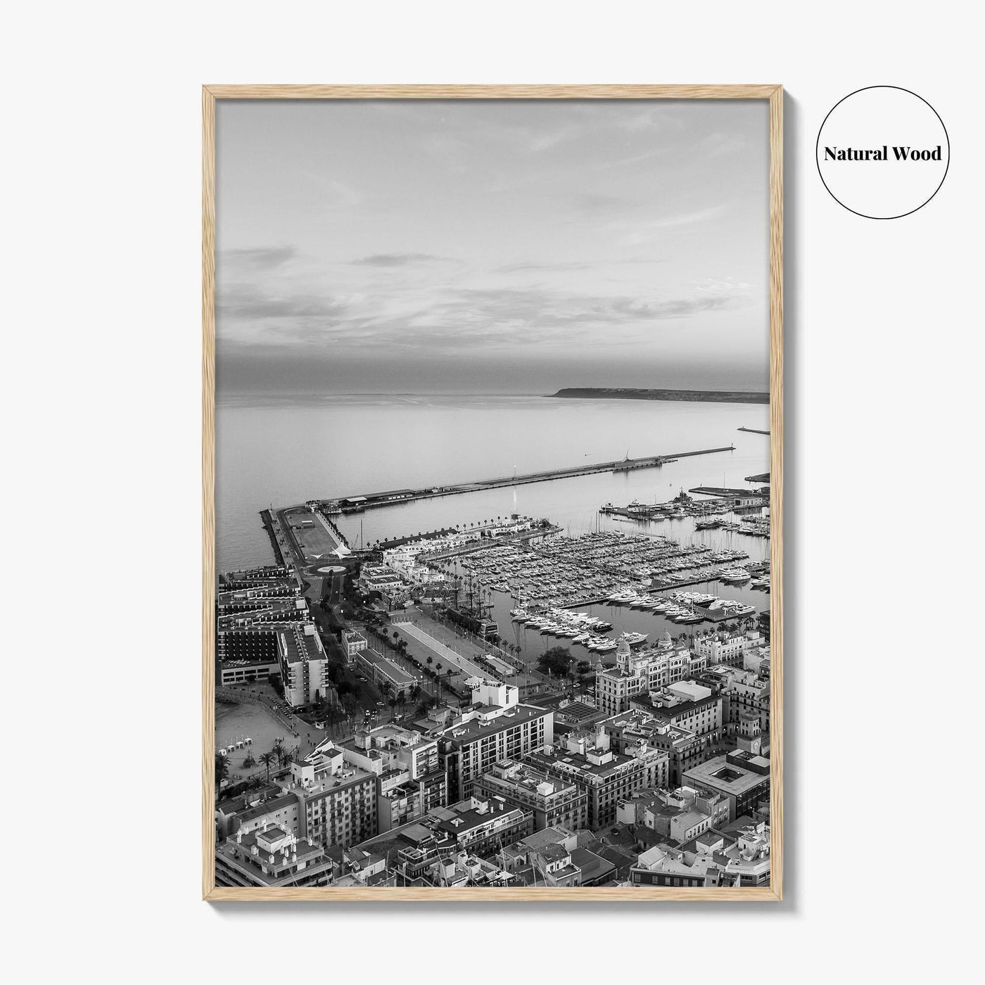 Alicante Black and White Fine Art Photo Print, Port Wall Poster, Costa Blanca Spain