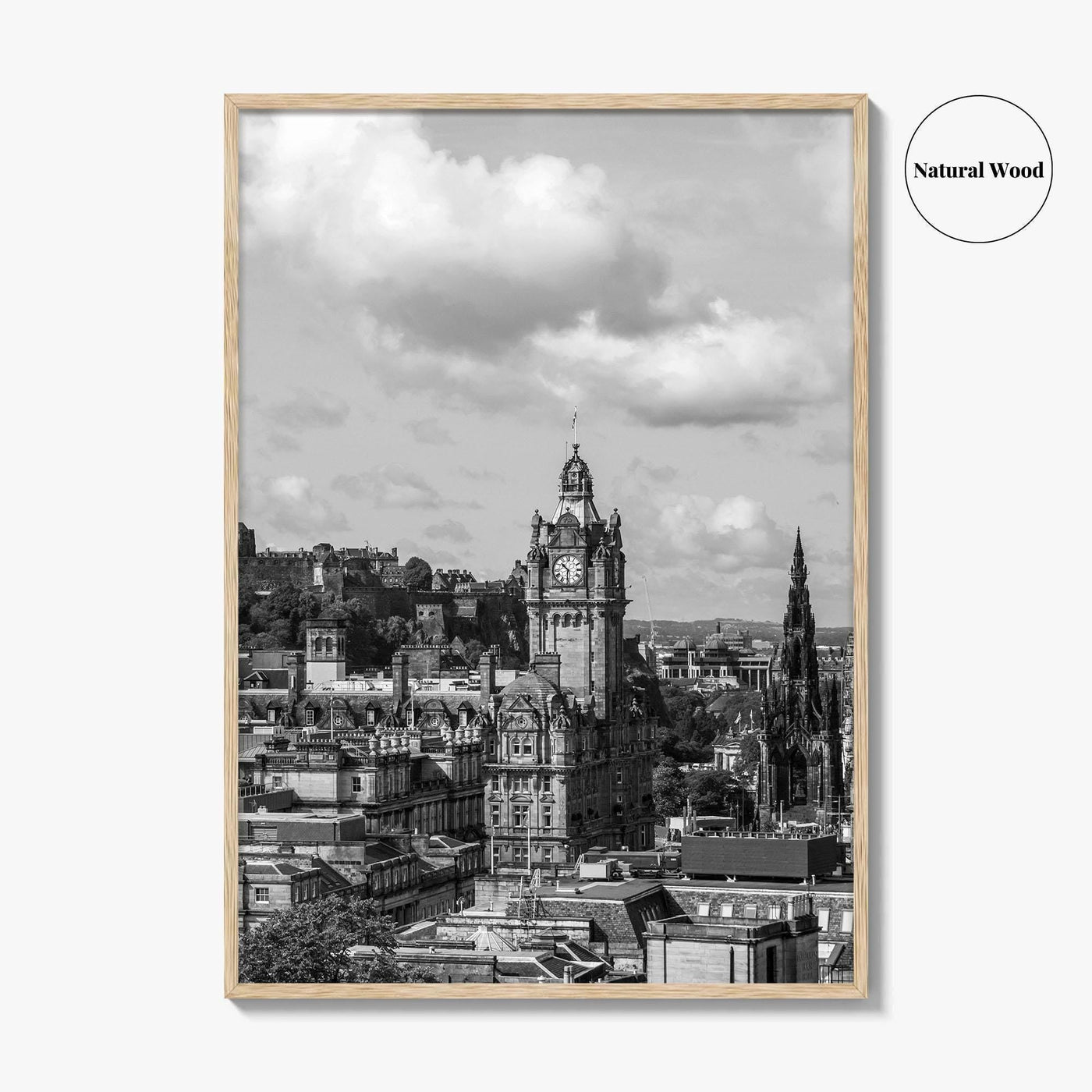 Edinburgh Skyline Black and White Fine Art Photo Print, Scotland, Calton Hill Poster