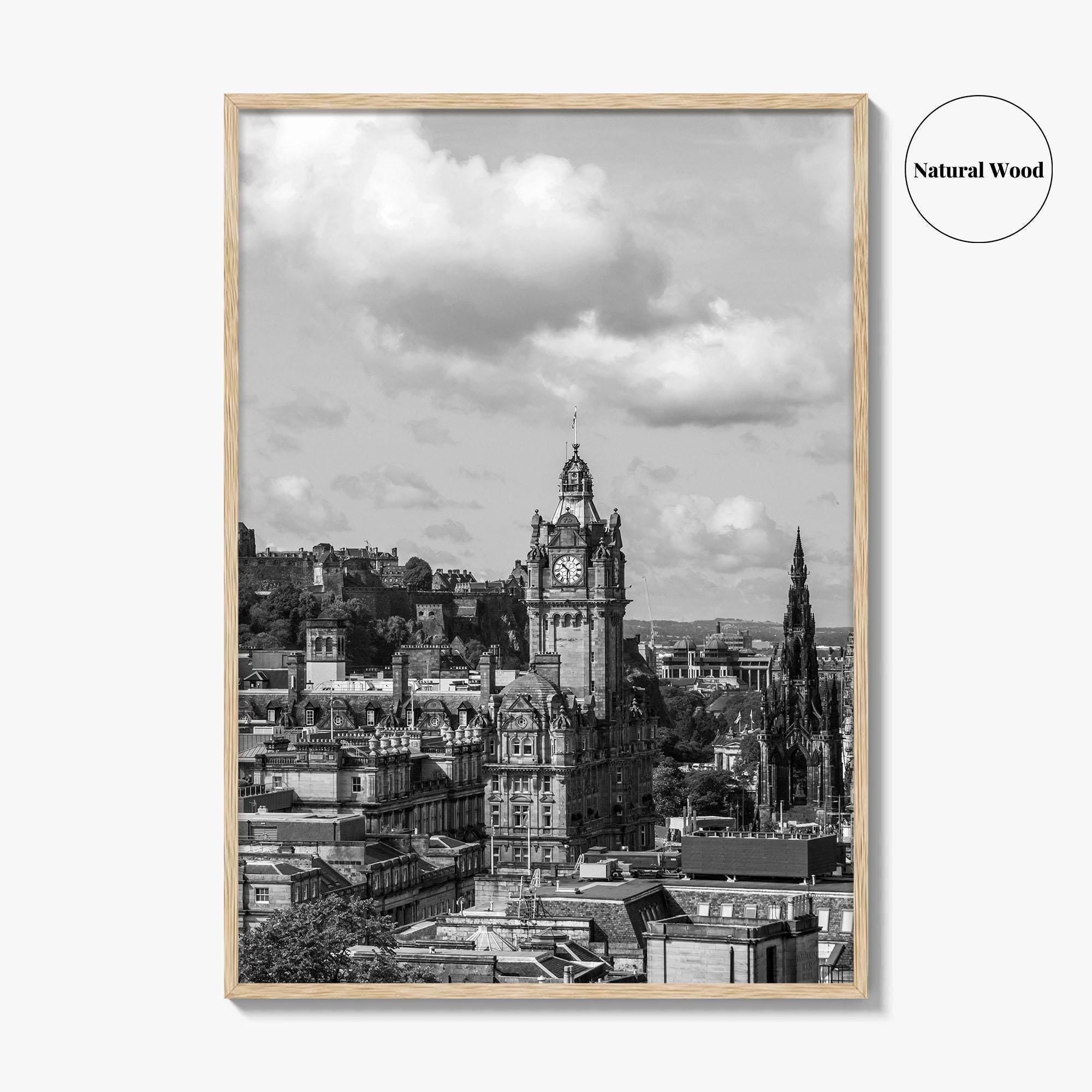 Edinburgh Skyline Black and White Fine Art Photo Print, Scotland, Calton Hill Poster