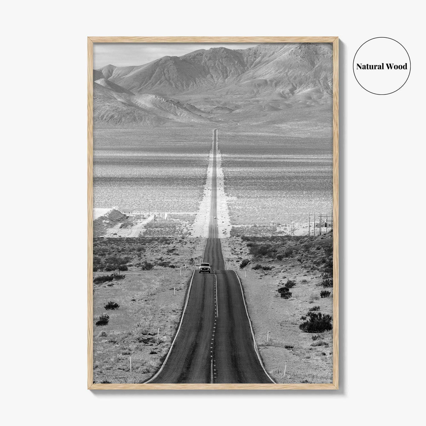 Death Valley Black and White Fine Art Photo Print, Desert Highway, Beatty Nevada USA