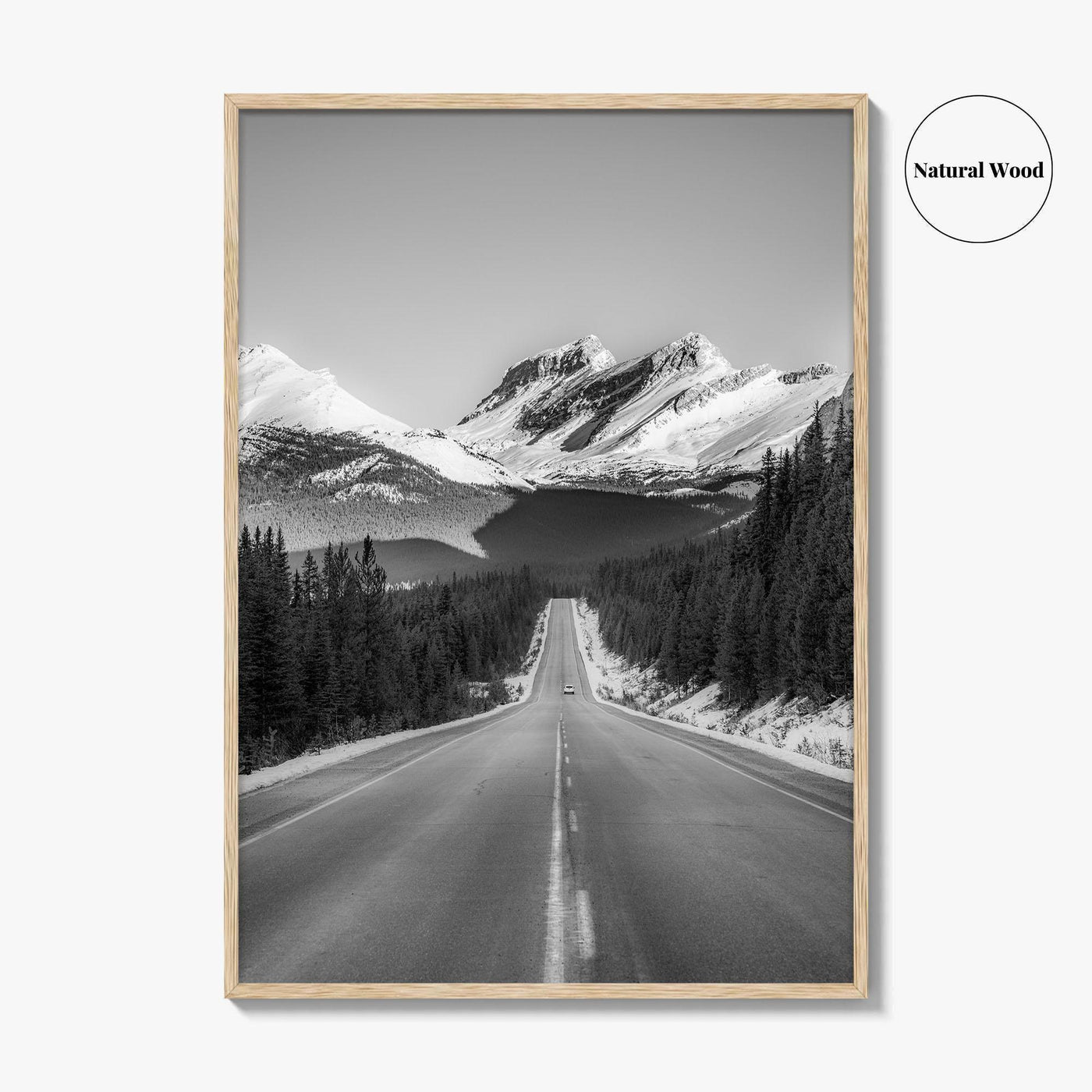 Banff Black and White Fine Art Photo Print, Canadian Rockies Mountain Road, Alberta Poster