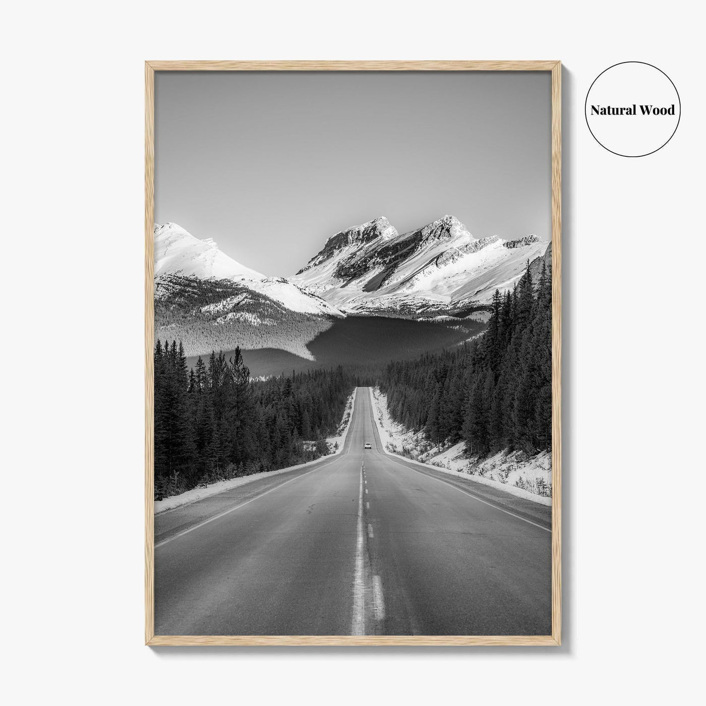 Banff Black and White Fine Art Photo Print, Canadian Rockies Mountain Road, Alberta Poster
