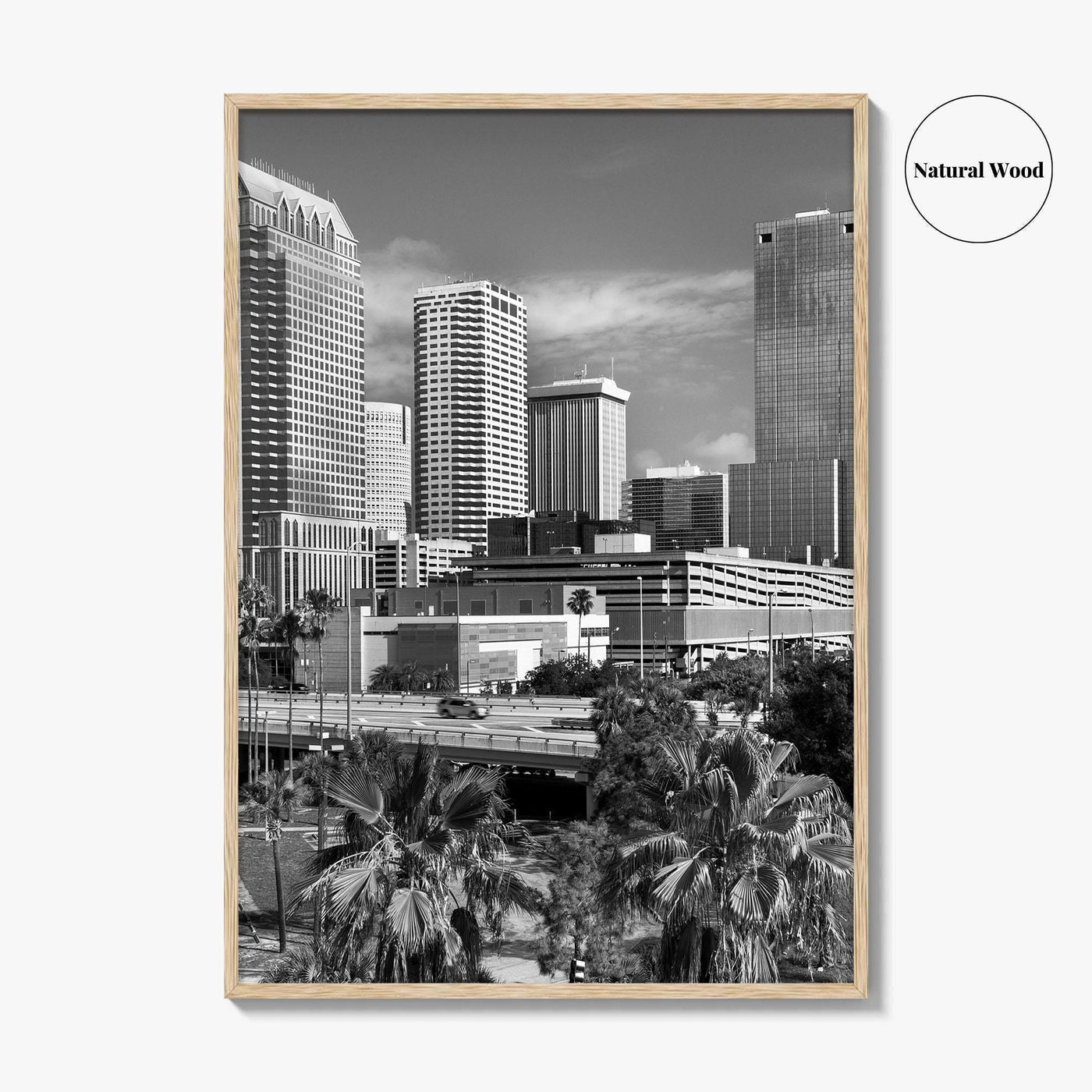 Tampa Skyline Black and White Fine Art Photo Print, Florida, Riverwalk, Wall Decor, Poster