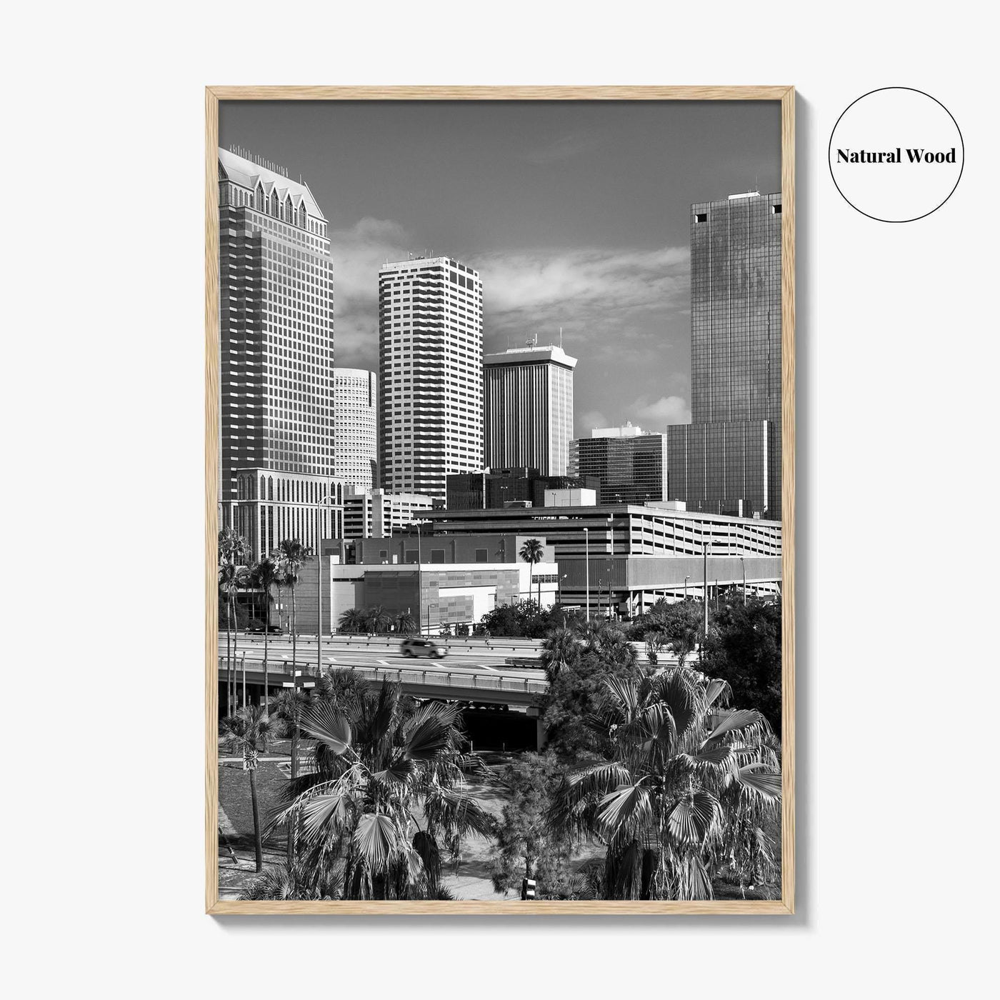 Tampa Skyline Black and White Fine Art Photo Print, Florida, Riverwalk, Wall Decor, Poster