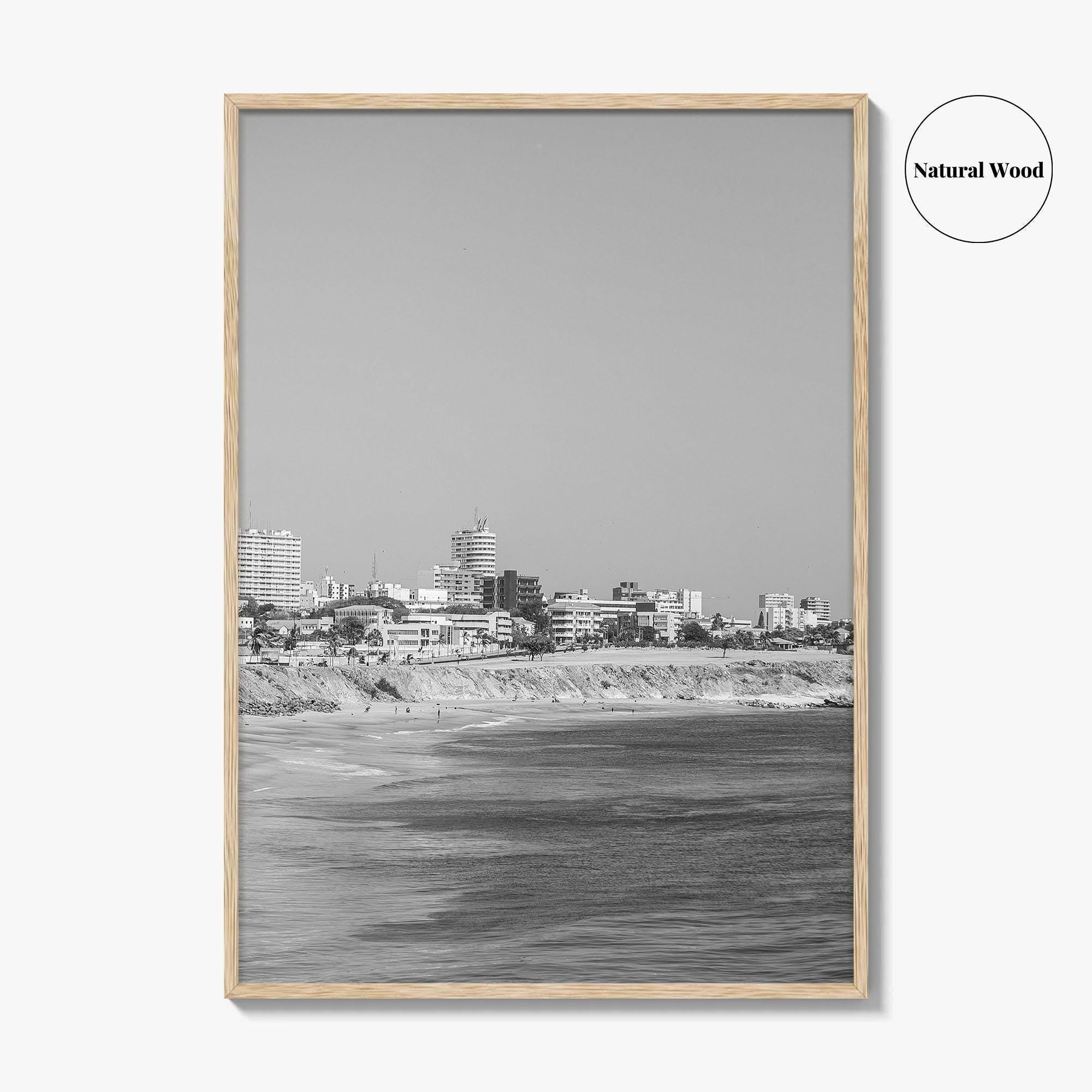 Dakar Black and White Fine Art Photo Print, Senegal Shoreline Wall Decor Poster