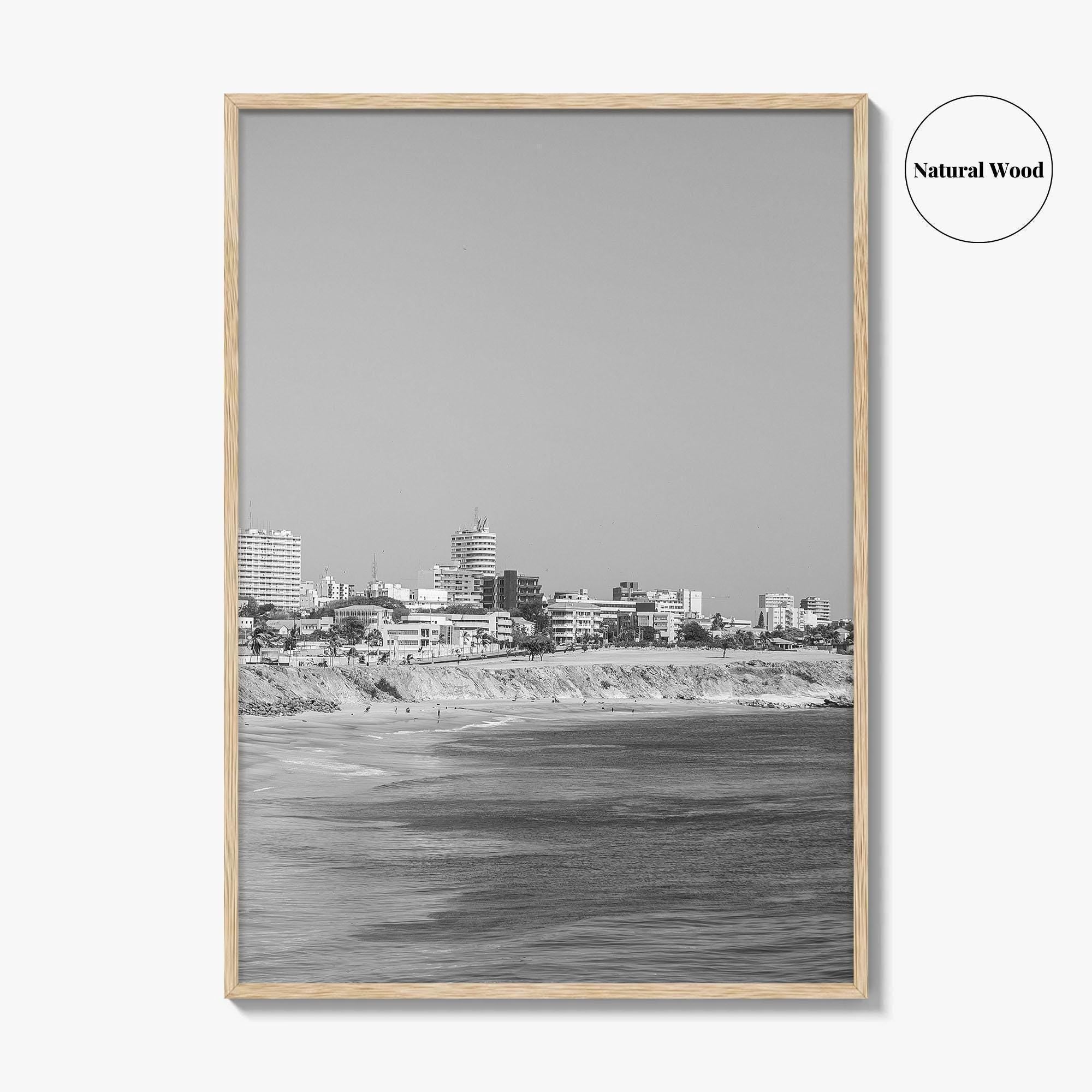 Dakar Black and White Fine Art Photo Print, Senegal Shoreline Wall Decor Poster