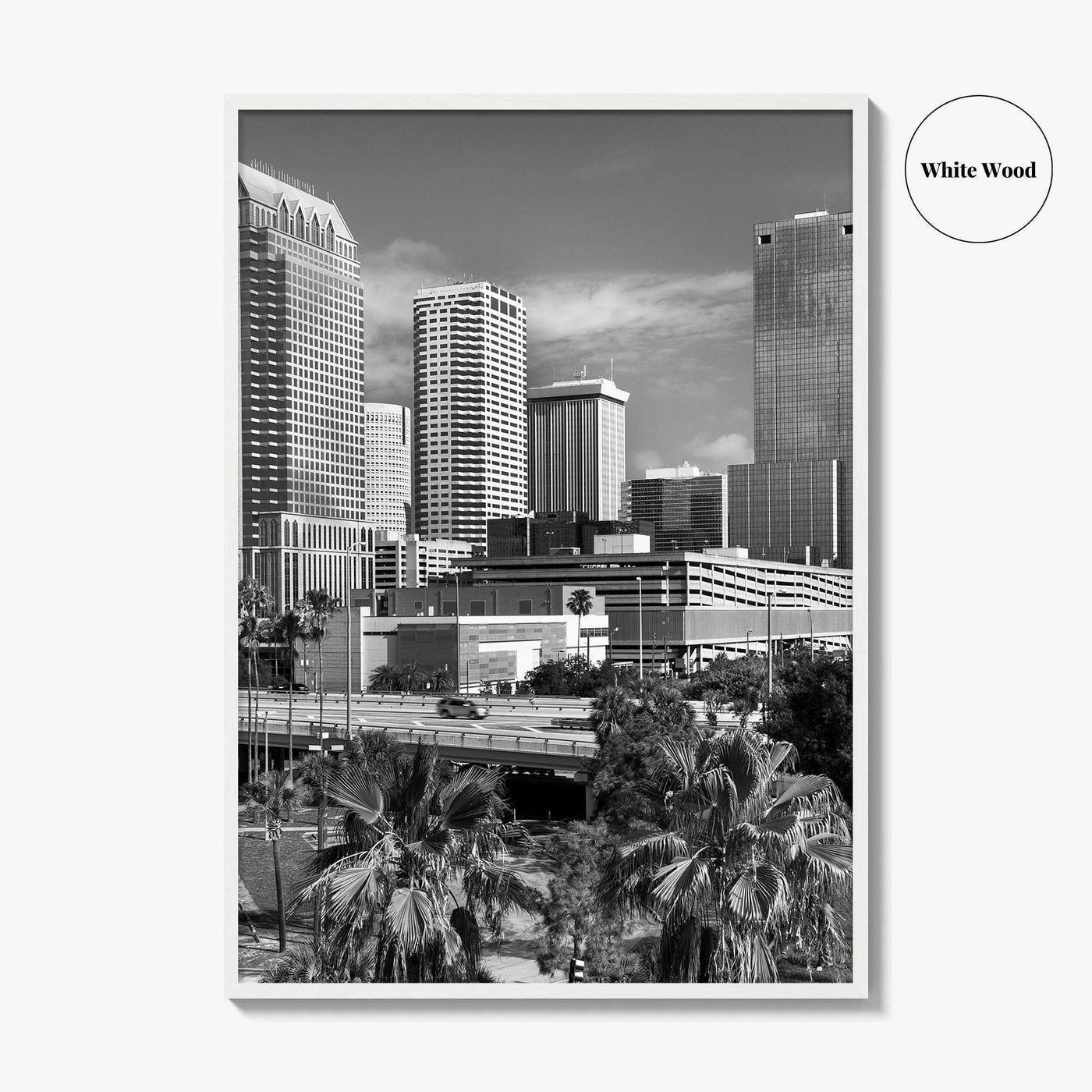 Tampa Skyline Black and White Fine Art Photo Print, Florida, Riverwalk, Wall Decor, Poster