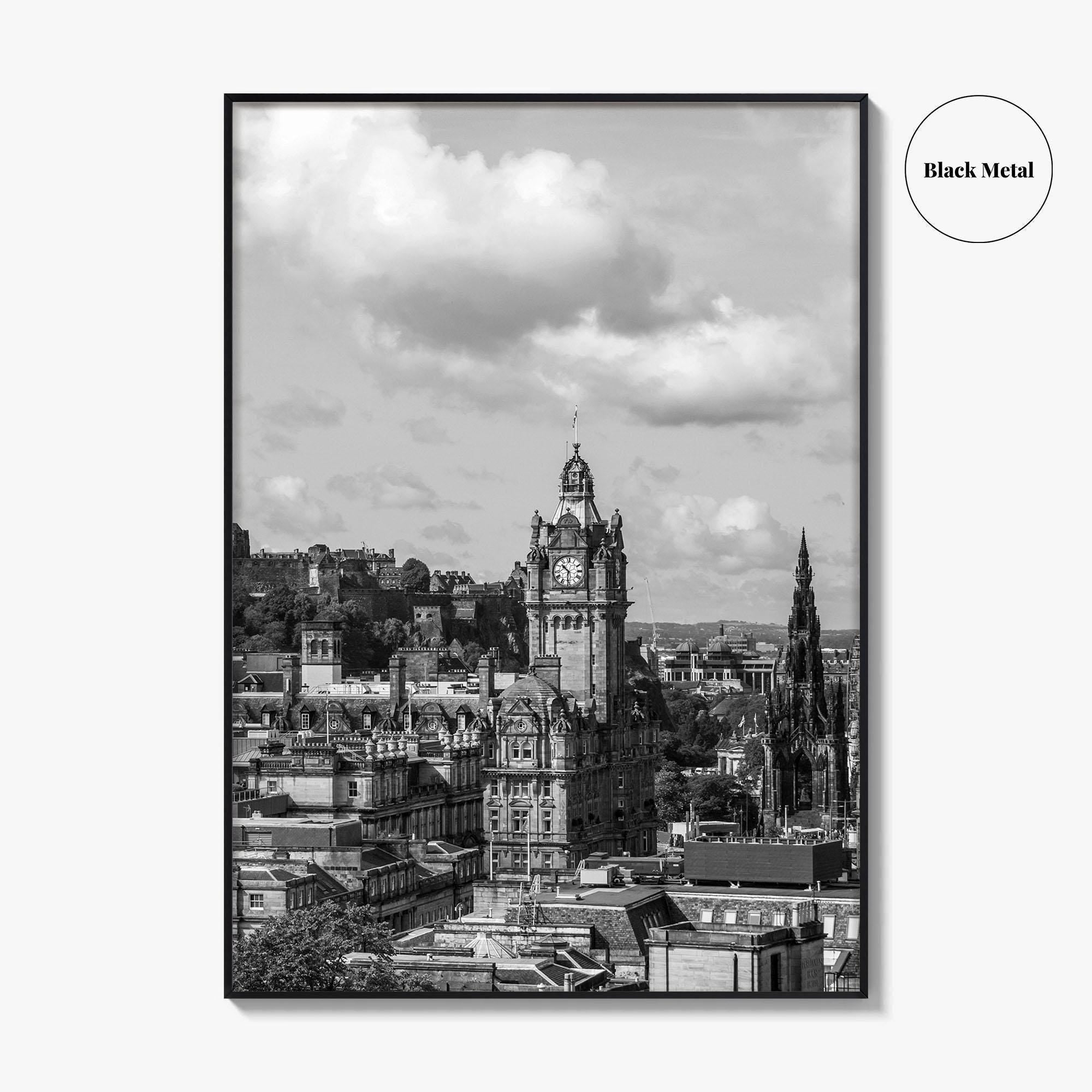 Edinburgh Skyline Black and White Fine Art Photo Print, Scotland, Calton Hill Poster