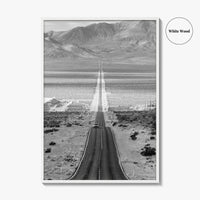 Death Valley Black and White Fine Art Photo Print, Desert Highway, Beatty Nevada USA