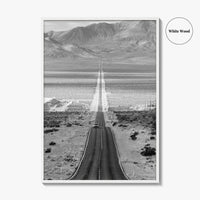 Death Valley Black and White Fine Art Photo Print, Desert Highway, Beatty Nevada USA