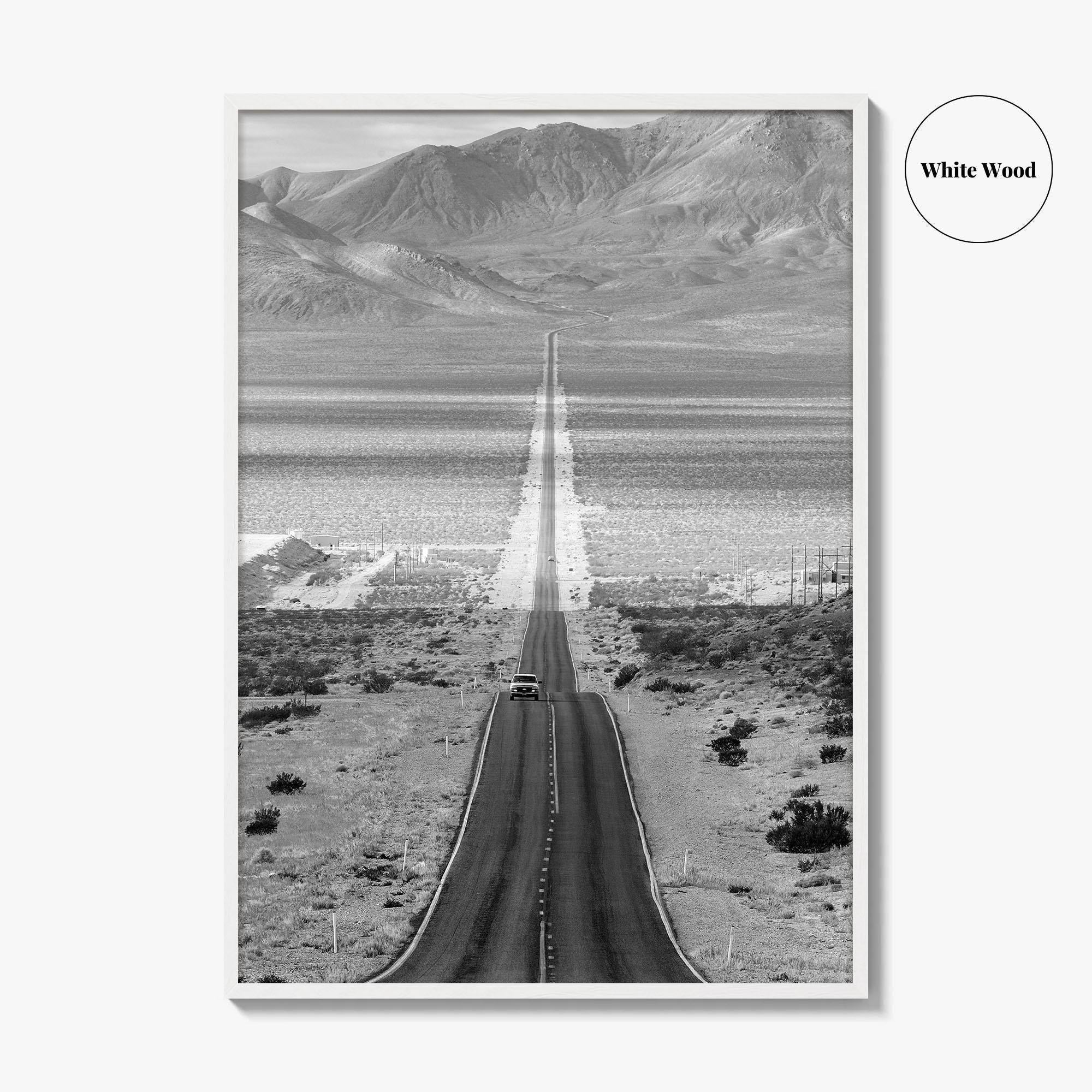 Death Valley Black and White Fine Art Photo Print, Desert Highway, Beatty Nevada USA