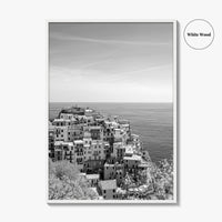 Cinque Terre Black and White Fine Art Photo Print, Manarola, Liguria Italy, Wall Poster