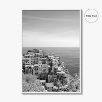 Cinque Terre Black and White Fine Art Photo Print, Manarola, Liguria Italy, Wall Poster