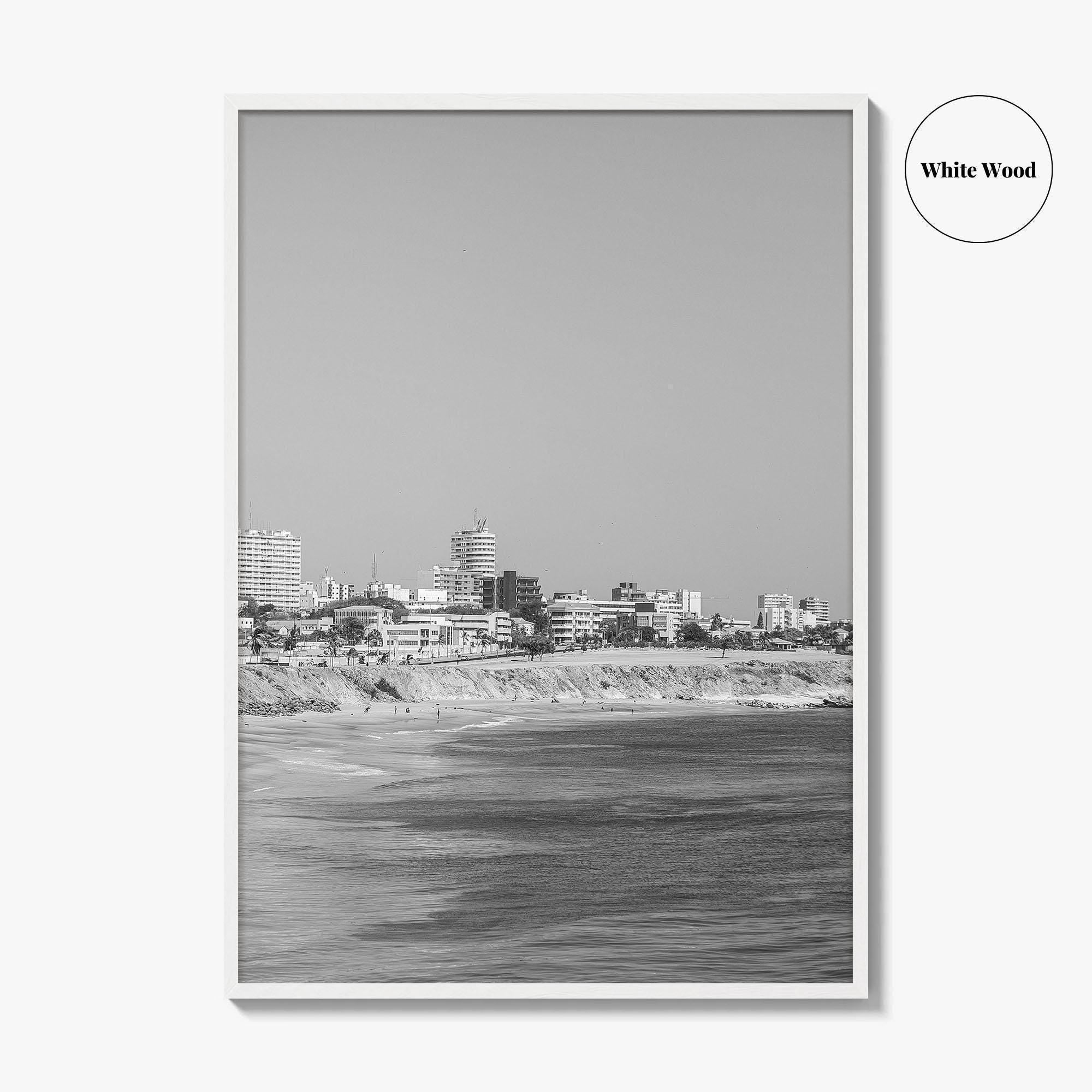 Dakar Black and White Fine Art Photo Print, Senegal Shoreline Wall Decor Poster