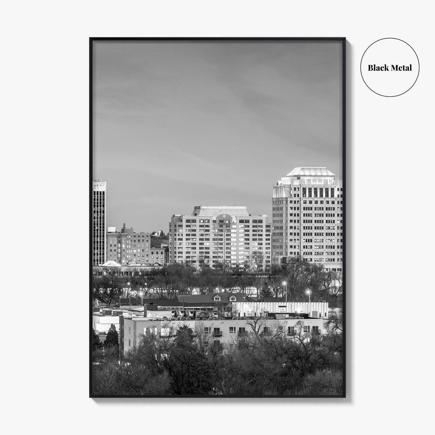 Colorado Springs Skyline Black and White Fine Art Photo Print, City Poster, CO USA
