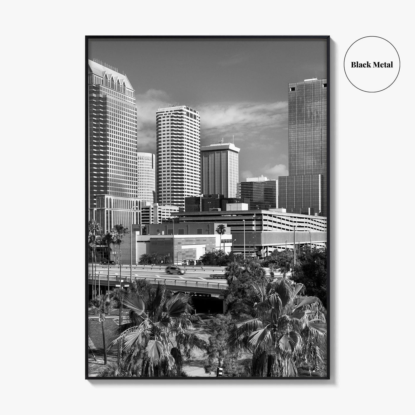Tampa Skyline Black and White Fine Art Photo Print, Florida, Riverwalk, Wall Decor, Poster