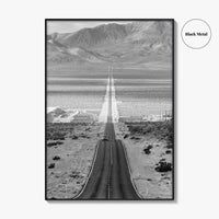 Death Valley Black and White Fine Art Photo Print, Desert Highway, Beatty Nevada USA