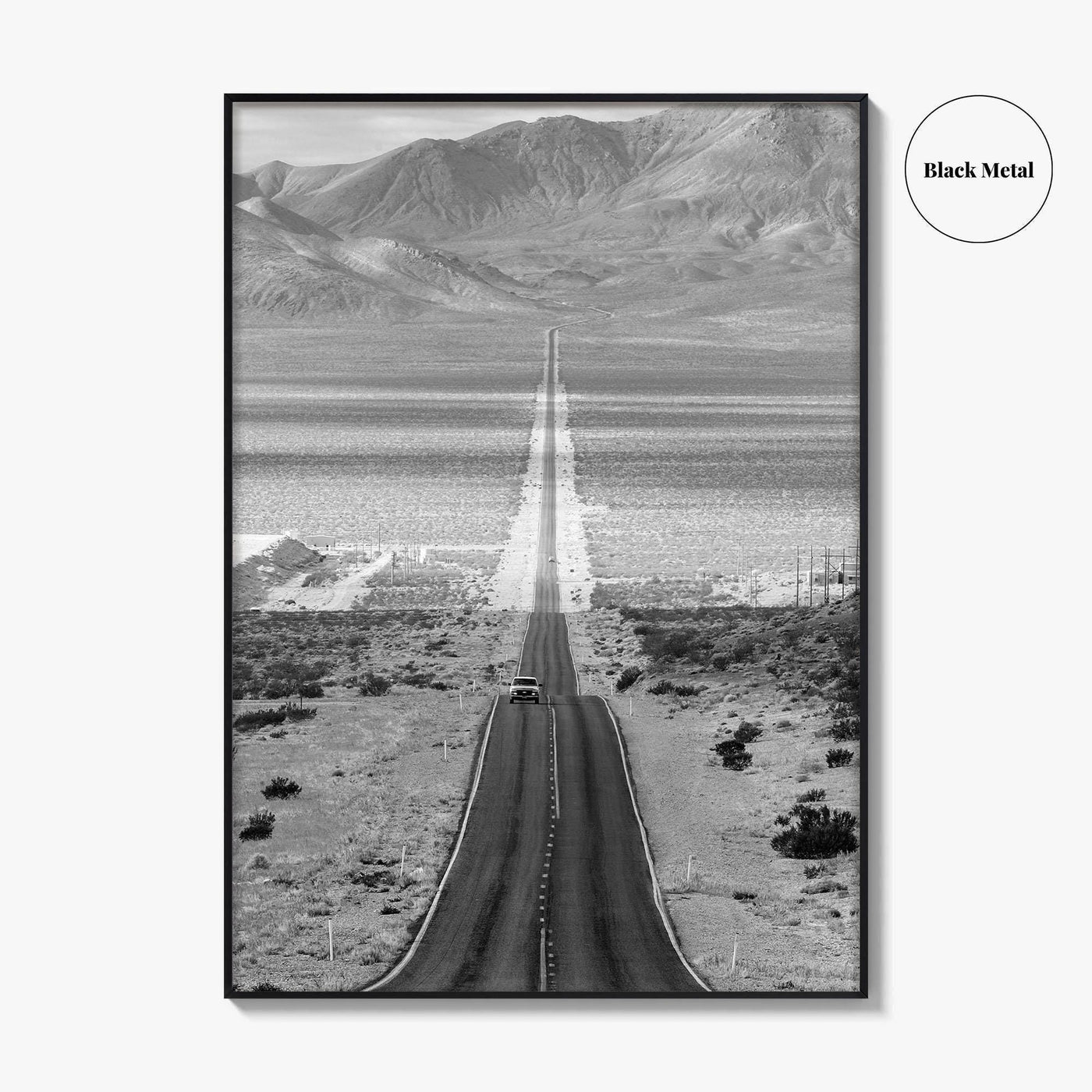 Death Valley Black and White Fine Art Photo Print, Desert Highway, Beatty Nevada USA