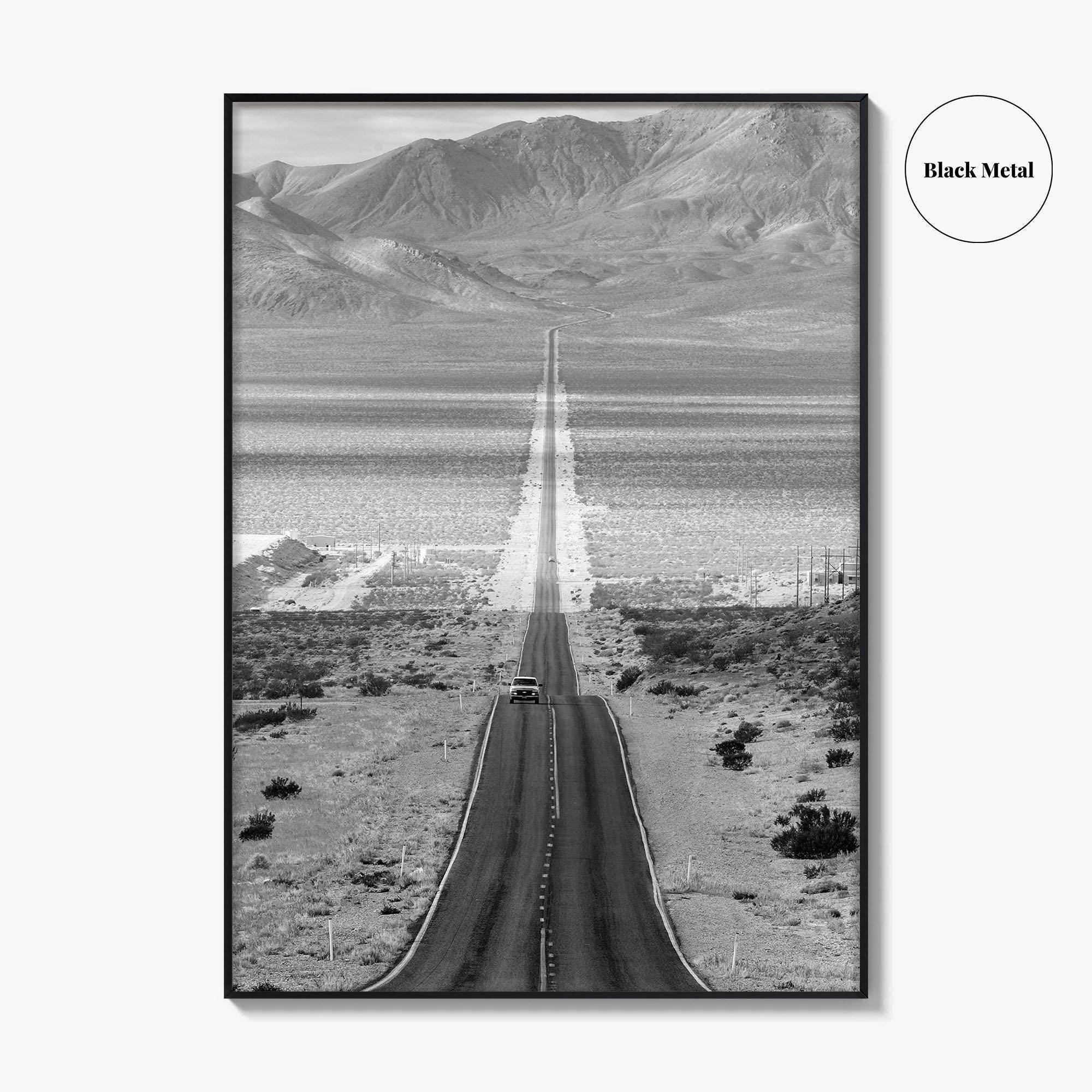 Death Valley Black and White Fine Art Photo Print, Desert Highway, Beatty Nevada USA
