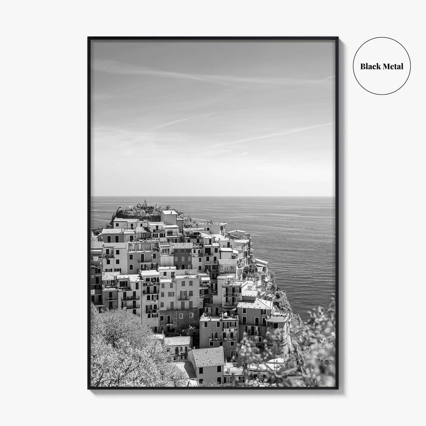 Cinque Terre Black and White Fine Art Photo Print, Manarola, Liguria Italy, Wall Poster