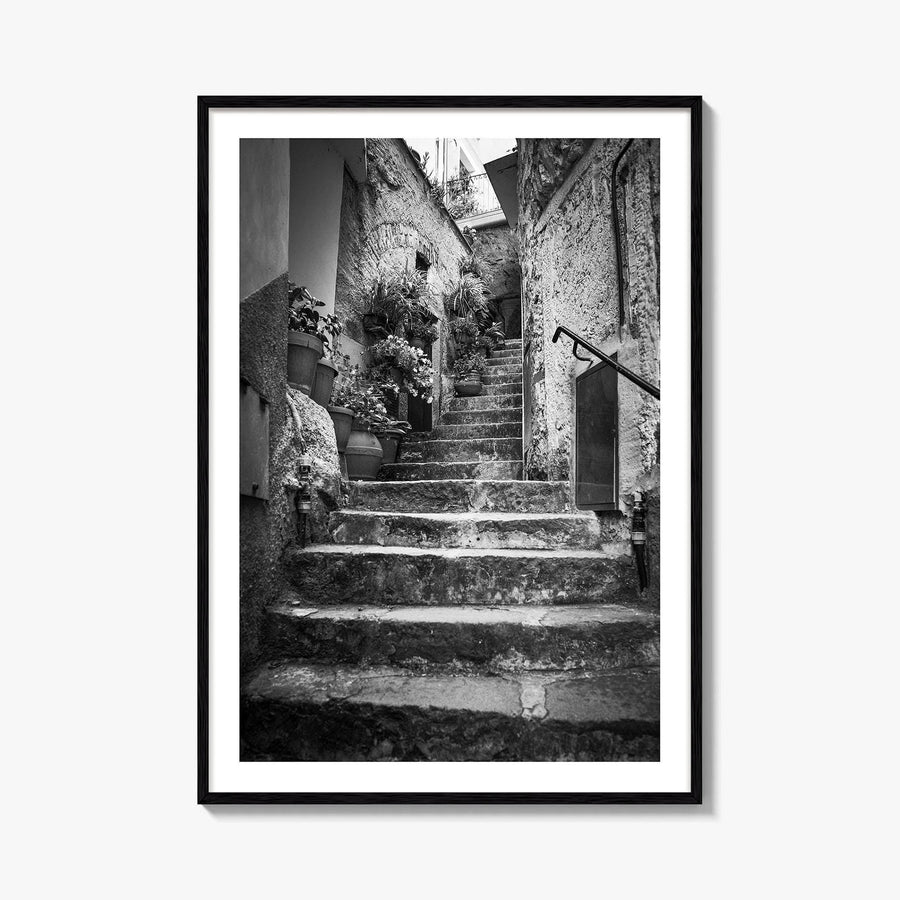 Cinque Terre Black and White Fine Art Photo Print, Riomaggiore Italy Poster